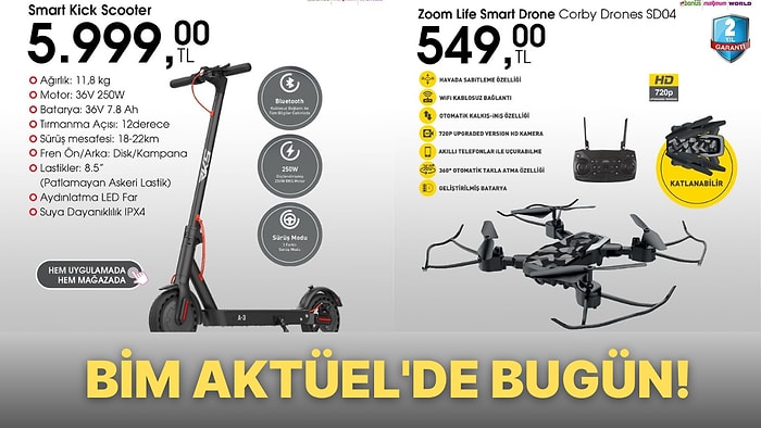 19 Ağustos'ta Bim Aktüel'de Smart Kick Scooter ve Zoom Life Smart Drone Fırsatı!