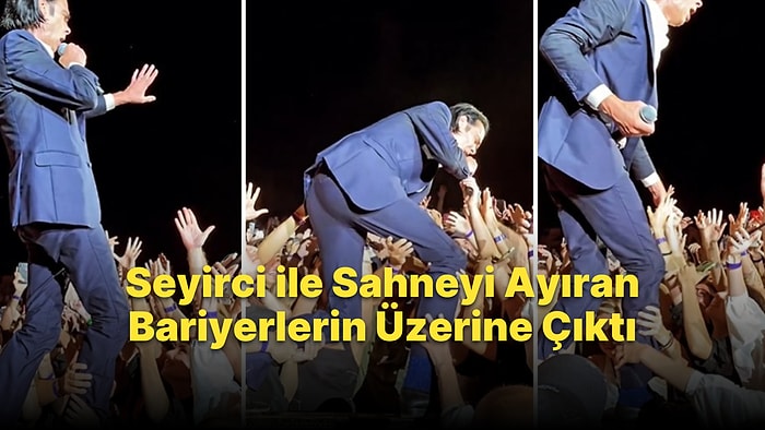 İstanbul'da Konser Veren Nick Cave, Seyirci ile Sahne Arasındaki Bariyerlere Çıkarak Şarkı Söyledi