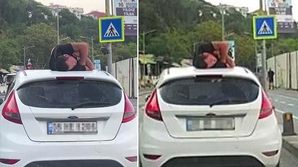 Üsküdar'da Kaydedildi: Otomobilin Üzerinde Uyudu