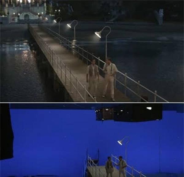 10. Gatsby ve Nick'in iskelede yürüdüğü sahnede aslında stüdyoda çekilmiş.