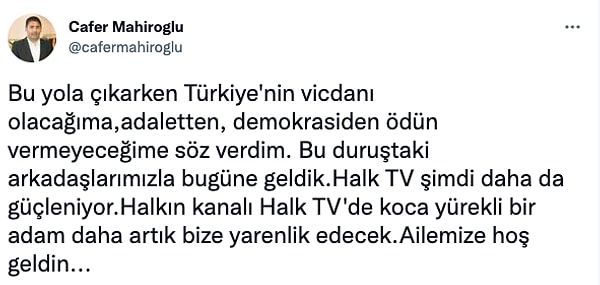 Halk TV'nin sahibi Cafer Mahiroğlu, bugün isim vermeden kanala yeni birinin katılacağını duyurarak herkesi meraklandırmıştı.