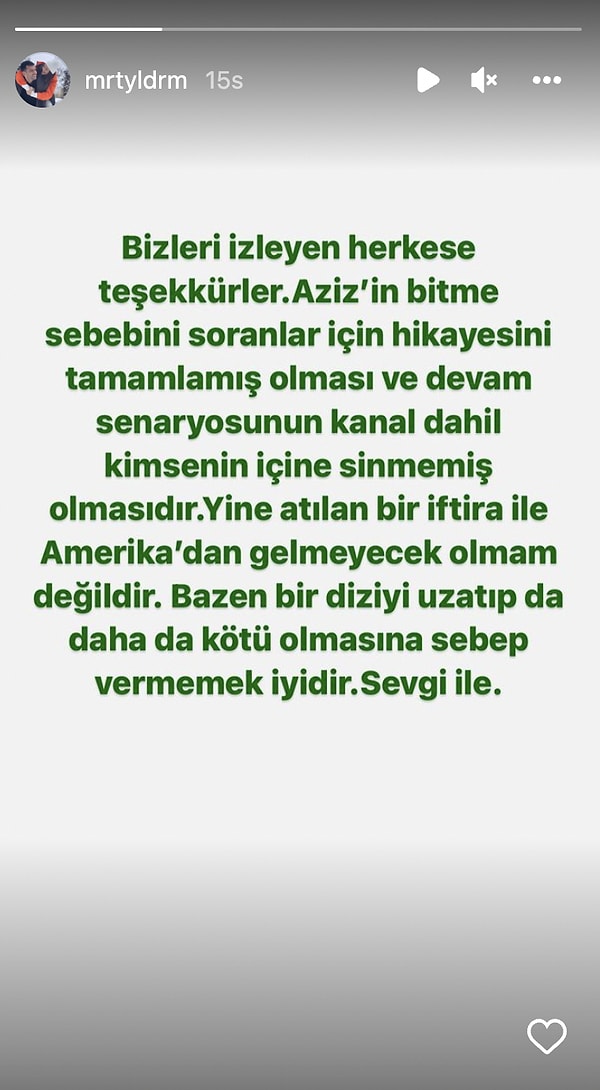 İşte Murat Yıldırım'ın Aziz dizisi paylaşımı👇