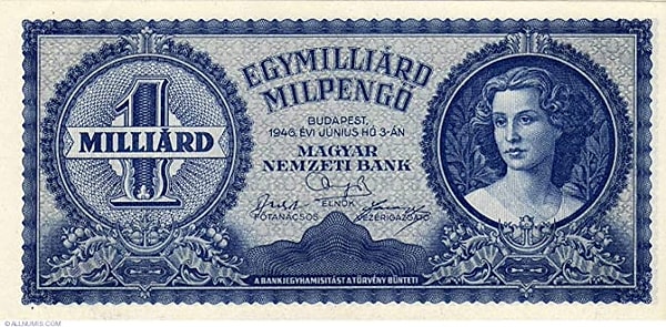 8. Macaristan 1 Altın Pengö banknotunun enflasyon ile 130 trilyon Pengö'ye ulaşması sonucunda 21 sıfırlı banknotu ile Guinness Rekorlar Kitabı`na tarihin en sıfırlı banknotu ile girdi.