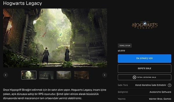 Epic Games Store üzerinde ön siparişe açılan Hogwarts Legacy'nin fiyatı 9.999 TL!