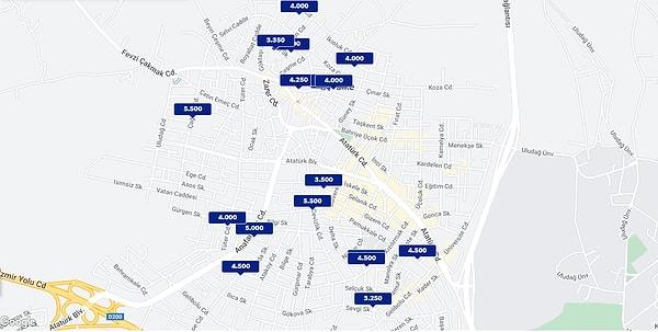 Sıradaki görselde de Bursa Görükle bulunuyor. Uludağ Üniversitesi'ne en yakın yerleşim yeri ve öğrenciler için bir yaşam alanın olan bölgede ağırlıklı 1+1 evler bulunuyor.