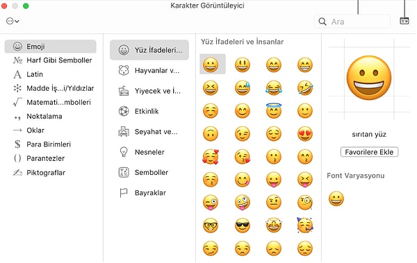 6. Emojileri görüntüleme