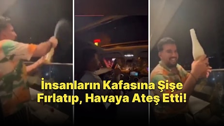 Rezidansın Balkonundan Şampanya Şişesini İnsanların Kafasına Atıp, Sokakta Aracından Havaya Ateş Etti!