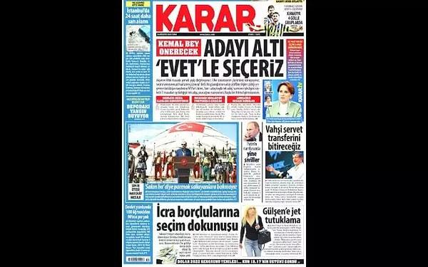 Karar Gazetesi "Gülşen'e Jet Tutuklama"