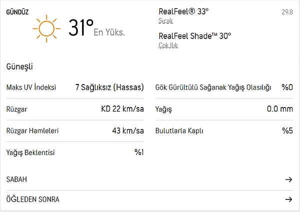 29 Ağustos Pazartesi İstanbul Hava Durumu