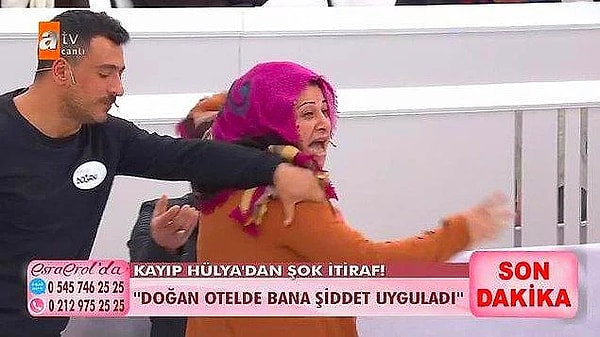 Kızı Hülya'nın kayıp olduğu gerekçesiyle Esra Erol'a katılan Melek isimli acılı anne, sonunda kızıyla kavuştu. Stüdyoya gelen Hülya, kaçırılmasında payı olan Nebahat'e canlı yayında saldırdı.