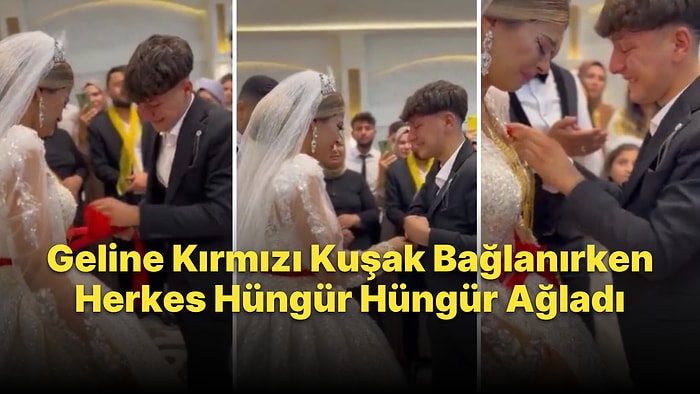 Gelinin Beline Kırmızı Kuşak Bağlandığı Sırada Herkesin Hüngür Hüngür Ağlaması Gündem Oldu
