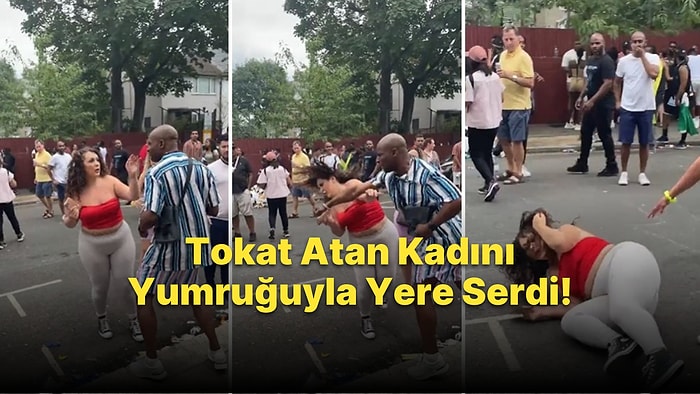 Notting Hill Karnavalı'nda Kendisine Tokat Atan Kadına Yumruk Atarak Yere Seren Adamın Tepki Çeken Anları