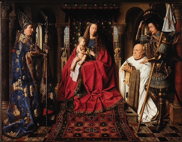 5. Jan van Eyck - Virgin and Child with Canon van der Paele (1434-36)