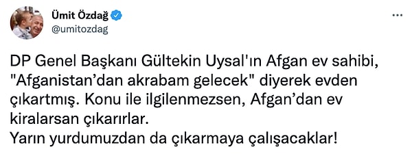 Ümit Özdağ, Uysal'ın açıklamalarına Twitter üzerinden tepki gösterdi 👇