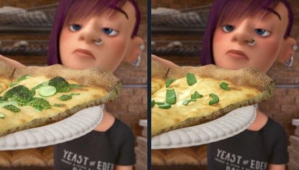 4. 'Inside Out' filmindeki pizzanın üzerinde bulunan brokoliler, Japonya'da dolmalık biber olarak değiştirilmiş. Japonlar dolmalık biberi sevmediği için Pixar da bu şakayı yerelleştirmiş.