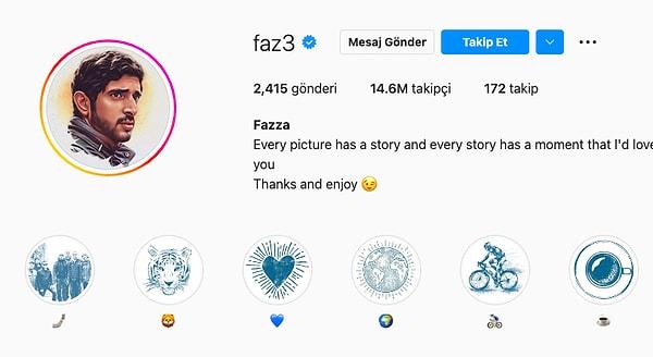 8. ‘Faz3’ kullanıcı adıyla açtığı Instagram hesabında an itibariyle 14 buçuk milyonun üzerinde takipçisi bulunuyor kendisinin.