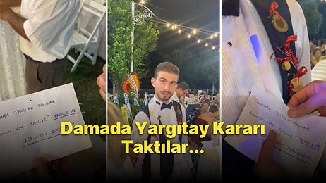 Düğünde Damada, 'Düğünde Takılan Takılar Kadının Malıdır' Yazılı Yargıtay Kararını Takı Olarak Takan Adam