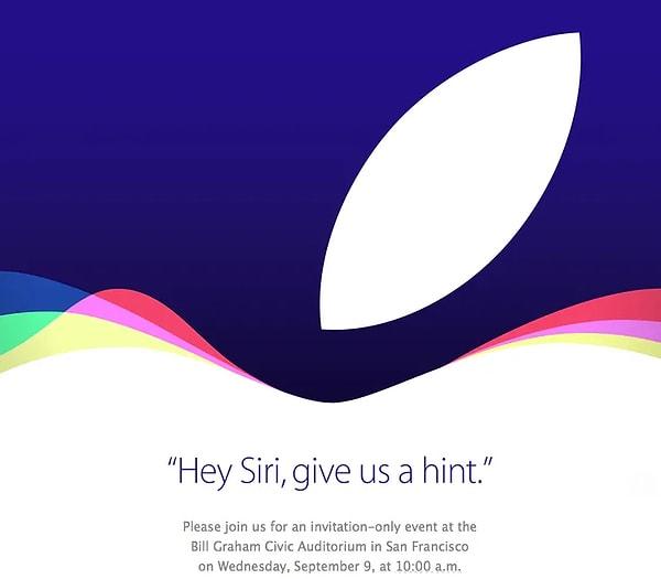 Siri'nin yeni dalga biçimi görünümü, için paylaşılan davetiyede "Siri bize bir ipucu ver" yazıyordu.