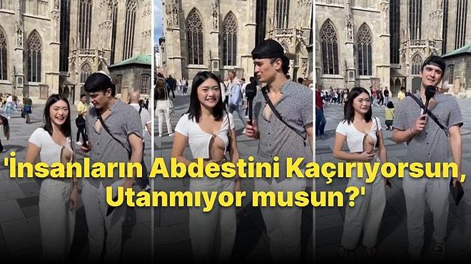 Meme Dekoltesi Olan Kadına, 'İnsanların Abdestini Kaçırıyorsun, Utanmıyor musun?' Diyen Türk YouTuber