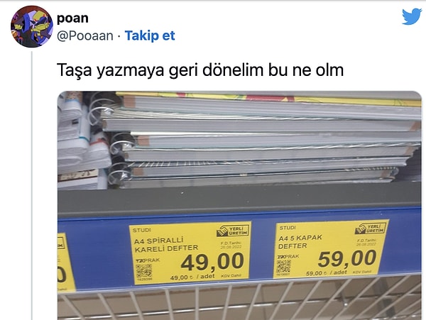 Kırtasiye ürünleri ise bir yılda %100'den fazla zam gördü.