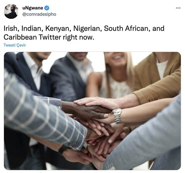 'Twitter'da İrlandalılar, Hintler, Kenyalılar, Nijeryalılar, Güney Afrikalılar ve Karayipliler anlık':