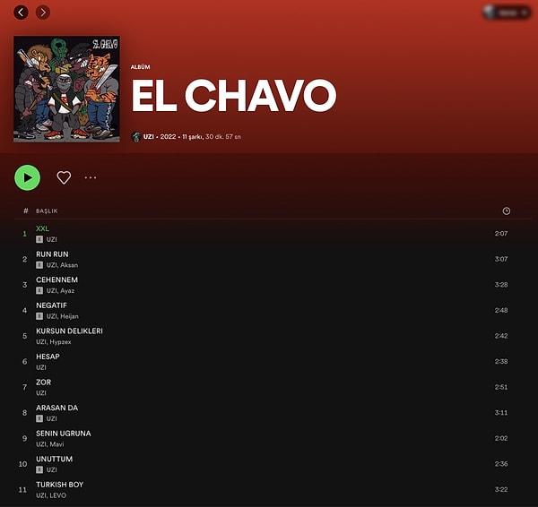 Aralarında son dönemlerde trendler listesinden inmeyen 'Arasan da' şarkısının da bulunduğu 11 parçalık EL CHAVO albümünü yayınlayan Uzi, birbirinden ünlü isimlerle birlikte albüm kutlaması yaptı.