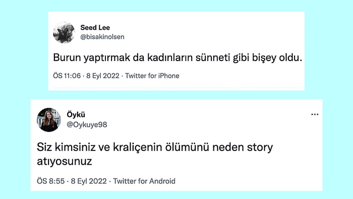 Kraliçe Elizabeth'e Nenesi Ölmüş Gibi Üzülenlerden Burun Estetiği Furyasına Son 24 Saatin Viral Tweetleri