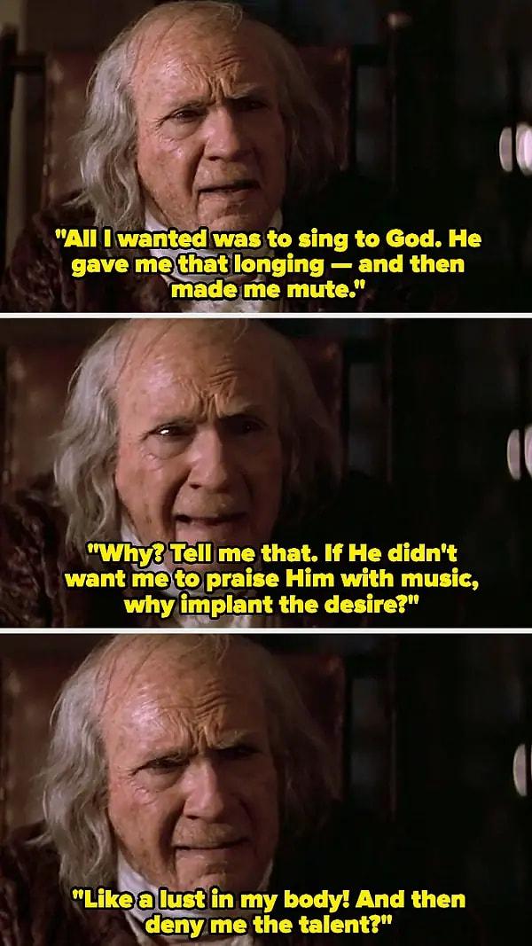 4. 'Amadeus' filminde, kendisine Mozart'ın müzikal yeteneğini bahşetmeyen tanrıya isyan eden bestekar Salieri: