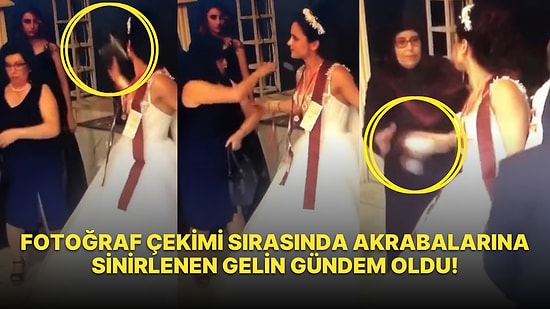 Fotoğraf Çekiminde Akrabalarına Sinirlenip Eline Geleni Fırlatan Gelinin Gerginlik Seviyesi Gündem Oldu