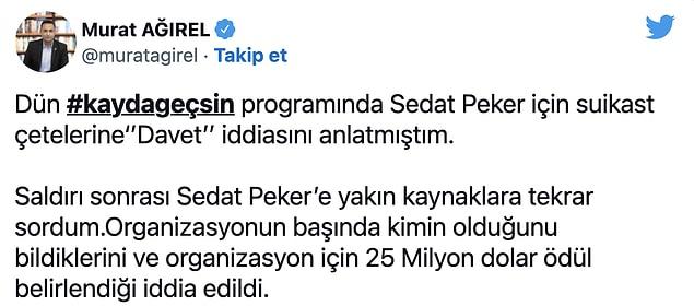 Gazeteci Ağırel'den flaş 'Sedat Peker' iddiası: Ödül konuldu - Resim : 1