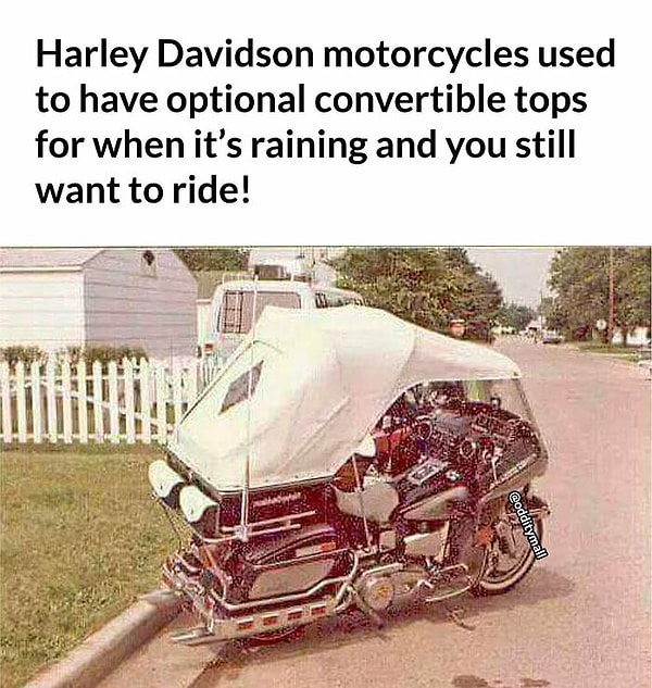 31. У Harley Davidson раньше были такие откидные верхушки для защиты от непогоды