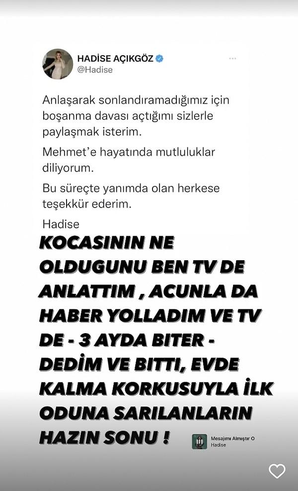 Hadise'nin hem Instagram hem de Twitter üzerinden yaptığı bu boşanma açıklamasına, Erol Köse'den de çeşitli iddialar gelmeye devam ederken; asıl boşanma dilekçesinin detayları da ortaya çıktı.