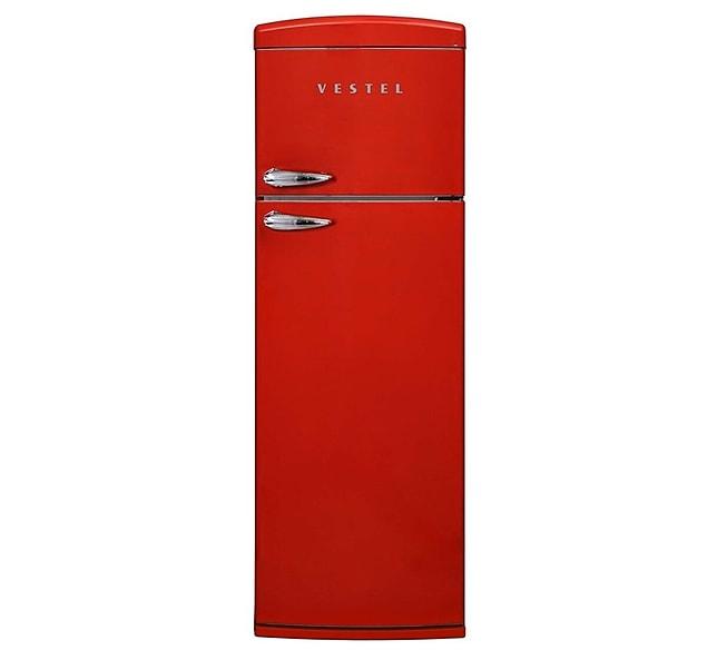 11. Réfrigérateur statique rouge.