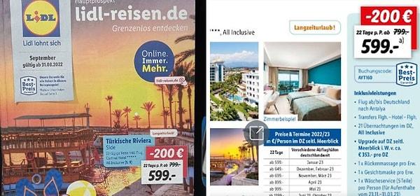 1. İddia: Almanya'da Lidl 599 euroya Türkiye'de tatil satıyor.