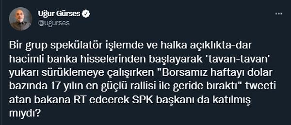 Sosyal medyada KPSS soruları skandalı sonrası ÖSYM'nin açıklamasına da benzetilen SPK açıklamasını ekonomist gazeteci Uğur Gürses de şu şekilde yorumladı 👇