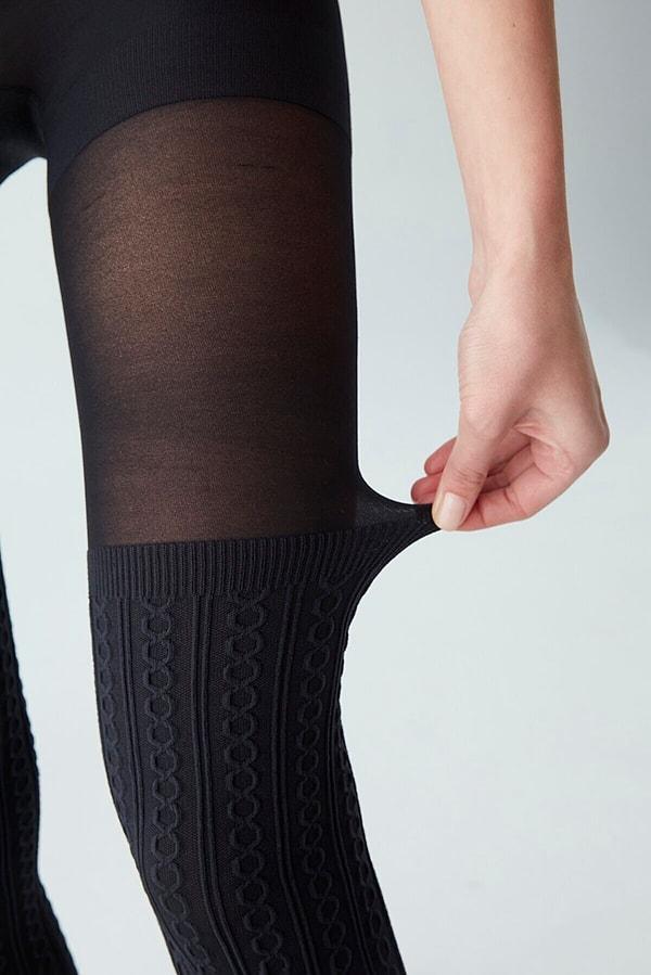 Puantiyeli Siyah Külotlu Çorap