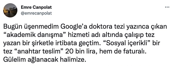 Emre Canpolat, durumun geldiği noktayı bizlere yaptığı paylaşımla net bir şekilde gösterdi.