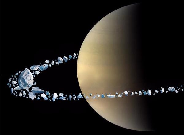 Chrysalis ile yerçekimi etkileşimleri sayesinde, geçmişte Satürn eğimini Neptün ile senkronize halde tutmuştu.