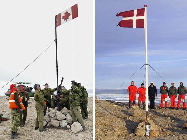 Kanada'nın bu adımına karşılık olarak Danimarka'nın Grönland'den sorumlu bakanı, birkaç hafta sonra adaya giderek bayrağı değiştirdi.