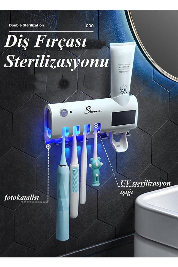 9. Tuvalette duran diş fırçalarının üzerine bulaşan mikroplarla ilgili kabus görmeye son: Akıllı çok fonksiyonlu diş fırçası tutucusu ve sterilizatör