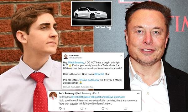 Jetin havalanmasından inişine kadar attığı her adımı @ElonJet hesabında paylaşan Jack Sweeney, geçtiğimiz günlerde Elon Musk’tan paylaşım yapmayı durdurması karşılığında 5 bin dolar teklif almıştı.