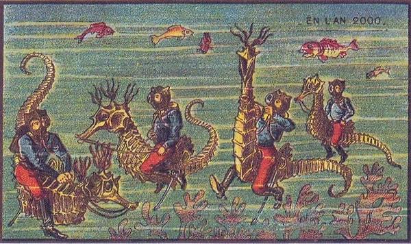 11. Deniz atlarına binen dalgıçların adeta mitolojiyi andıran tasviri: