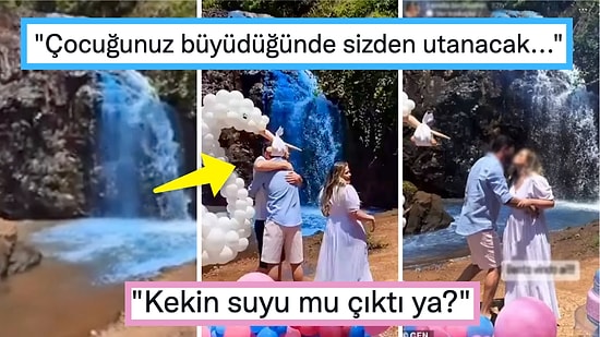 Cinsiyet Partisi İçin Şelalenin Rengini Değiştirerek Seviyeyi Allahuekber Dağları'na Taşıyan Çift Gündemde!