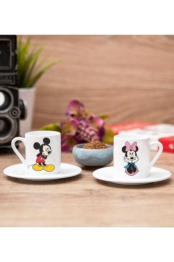 10. Mickey Mouse Sevgililere Özel 2'li Kahve Fincanı Seti