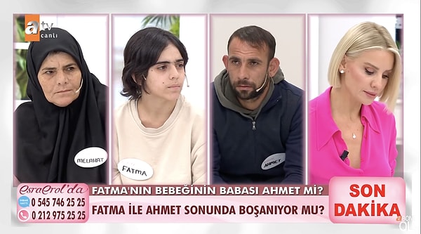 Esra Erol'dan boşanmak için yardım isteyen Fatma dün de sonunda Ahmet'ten boşandı. Ahmet de canlı yayında Önay'la hemen nikah masasına oturacağını söyledi.