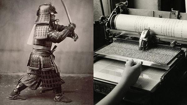 13. Samuraylar sandığınız kadar eski zamanda yaşamıyordu. Hatta faks makinesi görmüş olmaları bile muhtemel çünkü samurayların sonu 1867'de gelmişken, faks makinesi 1843 yılında icat edilmişti.