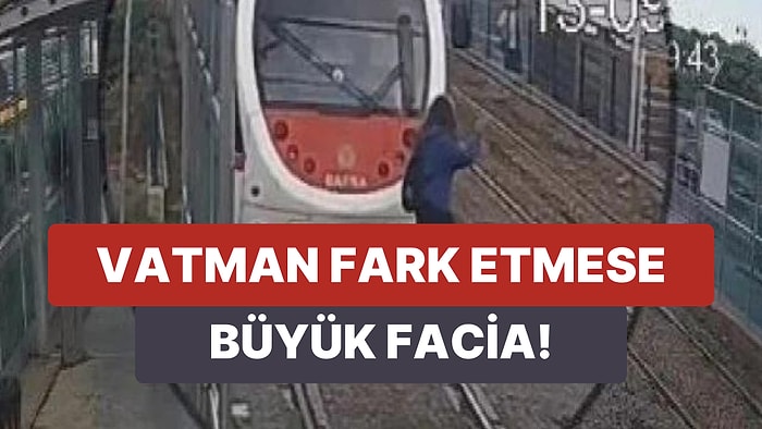 Kulaklık Takılı Bir Şekilde Raylarda Yürüyen Gencin Tramvayın Altına Kalmaktan Son Saniyede Kurtulduğu Anlar