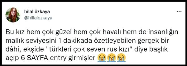 Eda'ın videosunun gündem olmasının ardından ise bir Twitter kullanıcısı Ekşi Sözlük'te açılan, 'Türkleri çok sevdiğini söyleyen Rus kızın videosu' başlığını eleştirdi.