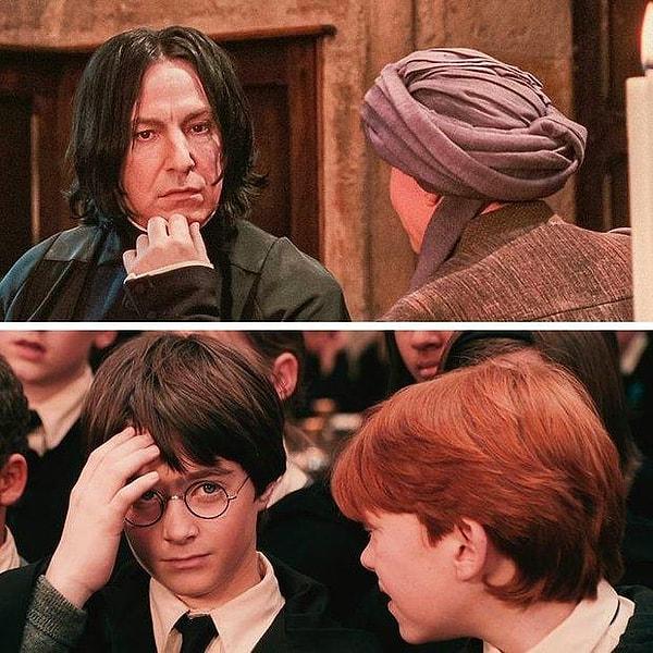 28. Felsefe Taşı filminde Harry, Hogwarts'a geldiğinde yara izinin Snape ile göz göze geldiği sırada sızladığını düşünüyoruz ama bu tamamen Snape'i filmin kötüsü göstermek için yapılmış bir hile.