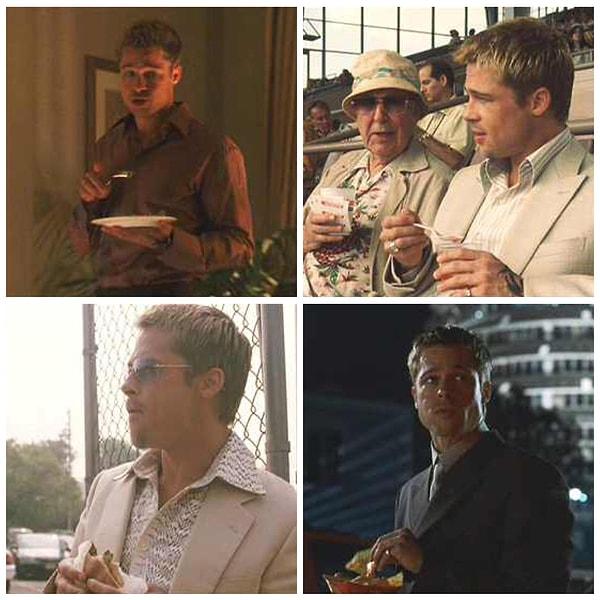 20. 2001 yapımı 'Oceans 11' filminde Brad Pitt'in sürekli olarak yemek yediğini görebilirsiniz. Bunun sebebi çekimler boyunca asla yemek yiyememesi ve bu nedenle de sadece çekimler esnasında yemek yemeye vakit bulabilmesidir.
